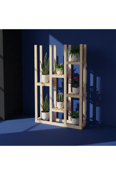 Ev dekka WOODESTA Masif Ahşap Dekoratif Çiçeklik - 120x120 cm Çok Katlı Modern Bahçe Balkon Saksılık Standı ürün görseli 1