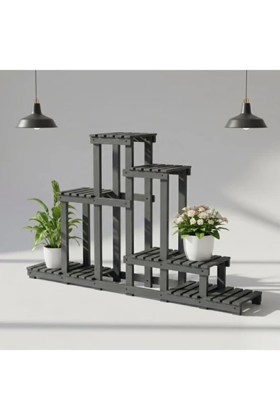 Ev dekka Doğal Köknar Ahşap Çok Katlı Çiçeklik Standı Saksılık 120x150x25 cm ürün görseli 1