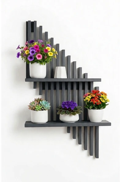 Ev dekka Modern Dekoratif Duvar Rafı - 70x40 cm Yapışkanlı Askısız Montaj - Antrasit / Beyaz / Siyah ürün görseli 1