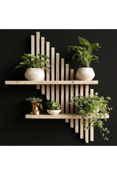 Ev dekka VERNİKSİZ Yapışkanlı Duvar Rafı - Delme Gerektirmeyen Çıtalı Ahşap Raf - 60x30 cm Montaja Hazır ürün görseli 1