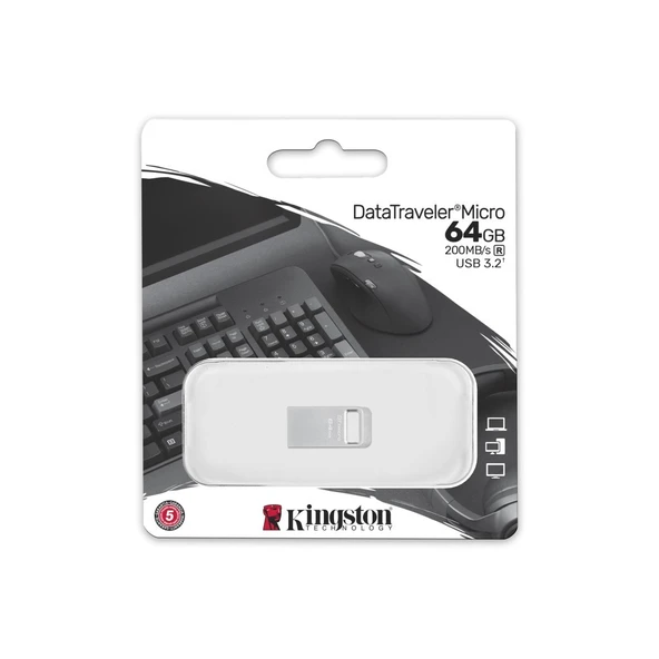Kingston DTMC3G2/64GB DataTraveler Micro 200MB/s - Resim 3