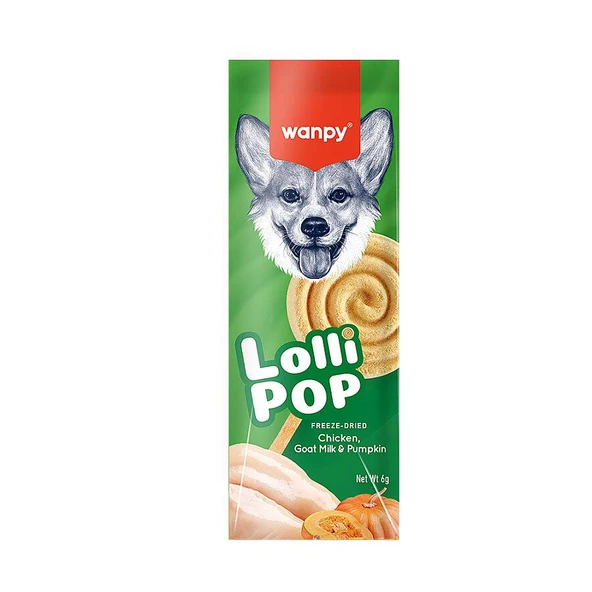 Wanpy LolliPop Dondurularak Kurutulmuş Balkabaklı Lolipop Köpek Ödülü 6 gr (10'lu) ürün görseli 1