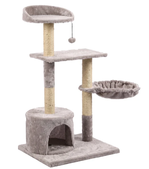 Tommy Çok Katlı Lüks Kedi 46x46x116 Evli Tırmalama Gri ürün görseli 1