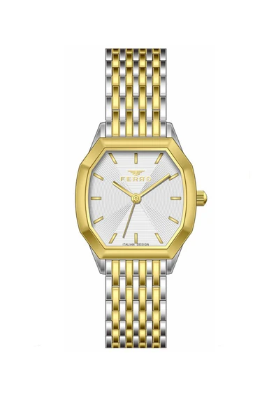 Ferro FL21766AWT-D Quartz Çelik Sarı Gri 28 mm Kadın Kol Saati ürün görseli 1