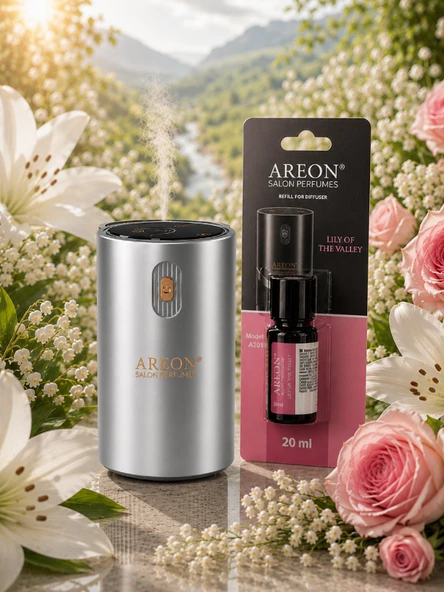 Areon Aromatik Difüzör Gümüş (Klasik Metal) + Lily Of The Valley ürün görseli 1