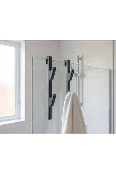 Ev dekka Modern 2 Katlı Duşakabin Askısı 80 cm - Beyaz Havluluk ve Bornoz Askılığı ürün görseli 1