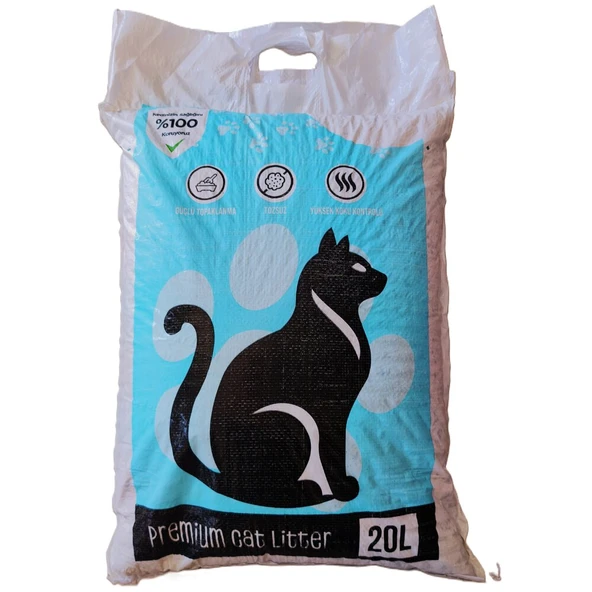 Bentonit Ince Tane Kokusuz Topaklanan Premium Kedi Kumu 20 LT ürün görseli 1
