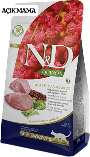 N&D Quinoa Weight Management Kuzu Etli 1.5 kg Yetişkin Kedi Maması Açık Mama ürün görseli 1