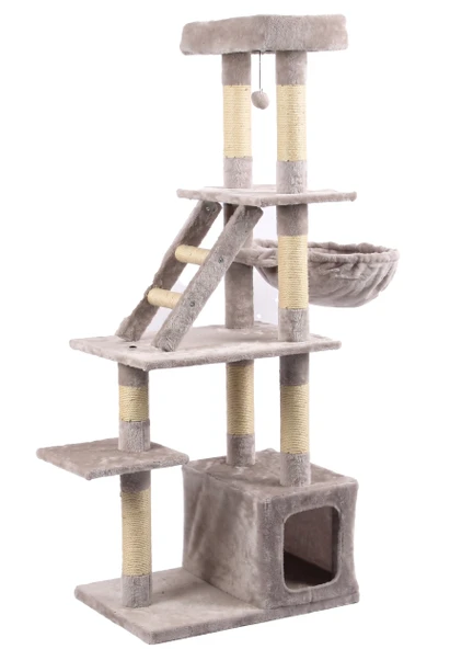Tommy Çok Katlı Lüks Kedi 60x40x148 Evli Tırmalama Gri ürün görseli 1