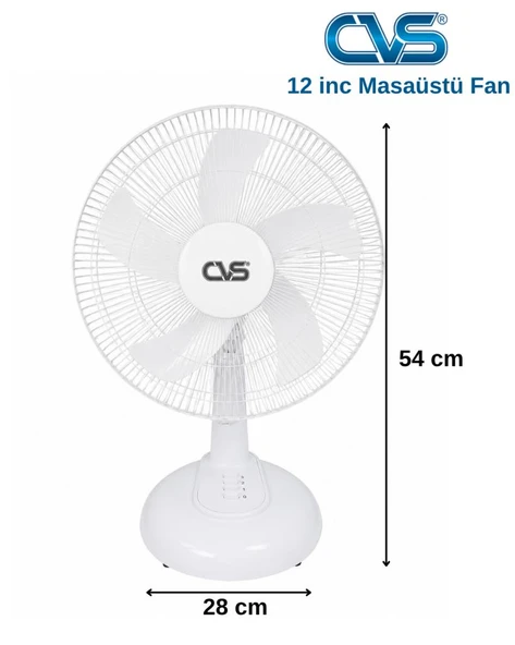 CVS DN 91059 Masaüstü Vantilatör 12 İNÇ Beyaz - Resim 3