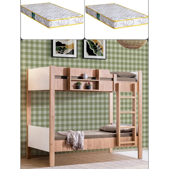 Ranza, Asya Ayrılabilir 2li Ranza, Ceviz - Beyaz + 2 Adet Comfort Yatak ürün görseli 1