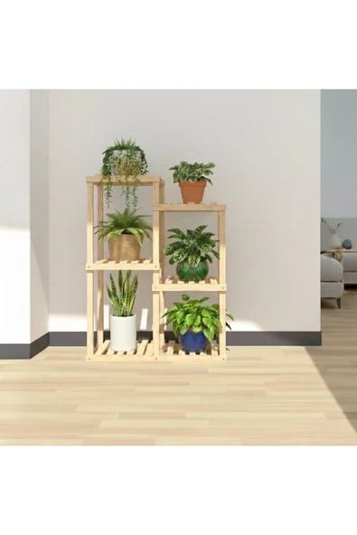 Ev dekka 120 cm Boy 80 cm En Dekoratif Ahşap Çiçeklik - 5 Katlı Modern Saksı Standı - Yer Tasarruflu ürün görseli 1
