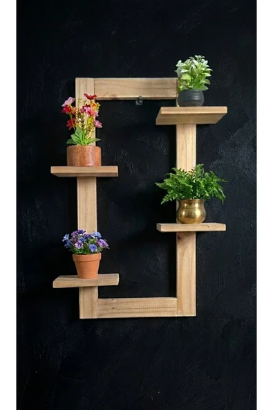 Ev dekka Ahşap Duvar Rafı - Çift Taraflı Bantlı Kolay Montaj - 60x40 cm ürün görseli 1