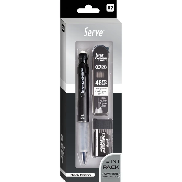 Serve Deep Klm & Deep Sılgı & Deep Mın 0.7mm Siyah ürün görseli 1