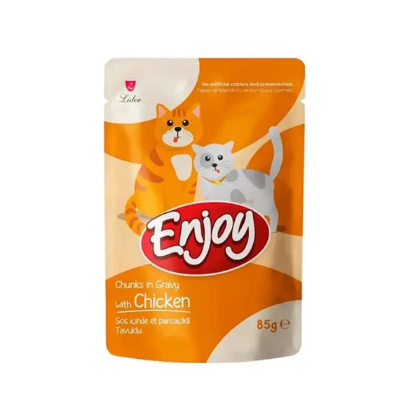 Enjoy Pouch Sos İçinde Et Parçacıklı Tavuklu Yetişkin Kedi Konservesi 85 Gr ürün görseli 1