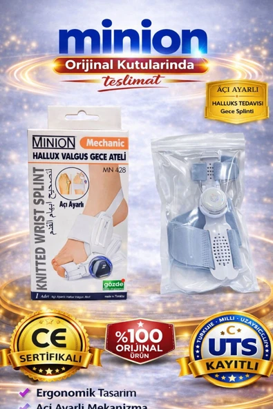 MİNİON Hallux Valgus Açı Ayarlı Gece Ateli Ayak Baş Parmak Kemik Çıkıntısı Düzeltici Aparat Atel ürün görseli 1