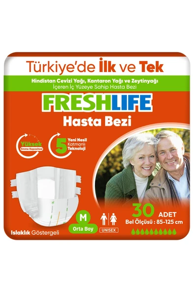 FRESHLİFE Medium Bel Bantlı Yetişkin Hasta Bezi 30 Adet ürün görseli 1