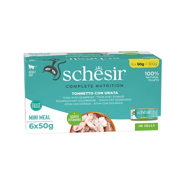 Schesir Jelly Ton Balığı ve Çipuralı Jöle İçinde Yetişkin Kedi Konservesi Multipack 50Gr X 6 Adet ürün görseli 1