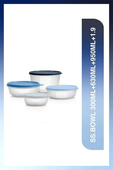 Tupperware mucize saklama kabı 4 lü SS.BOWL 300ML + 630ML + 950ML+ 1.9 LT ürün görseli 1