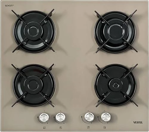 Vestel AOV-6124 Cam Ankastre Ocak - 4 Gözlü Gazlı Mutfak Ocağı 60 cm (Doğalgaz / LPG Uyumlu) ürün görseli 1