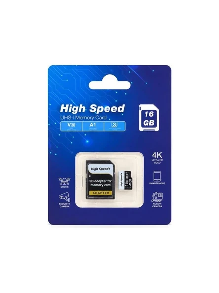 ELBA MICRO HAFIZA KART HIGH SPEED 16GB A1 V30 U3 ürün görseli 1