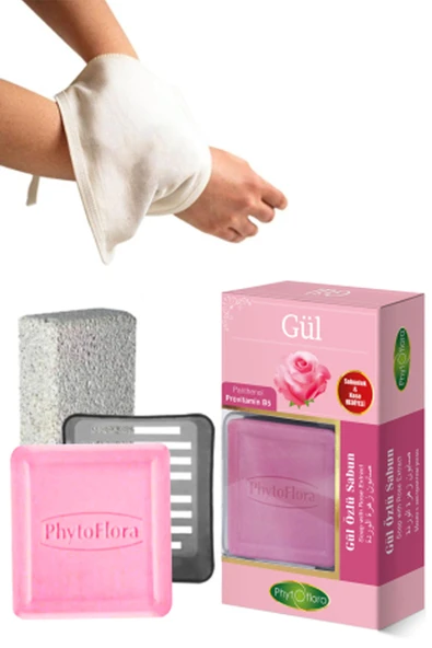 Gül Özlü Sabunu Ve Banyo Kesesi, Katı Sabunluk ürün görseli 1