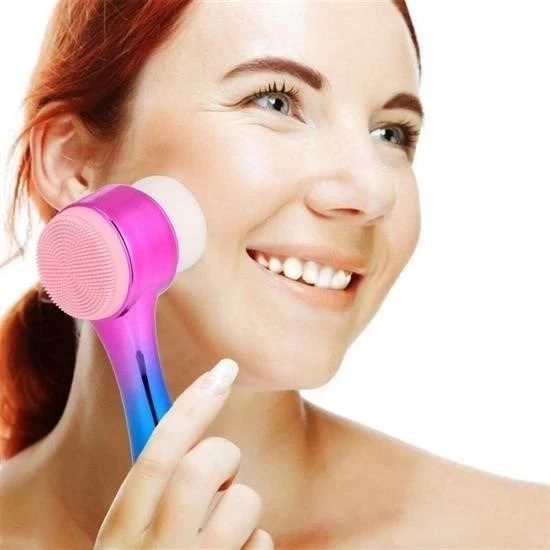 Çift İşlevli Renkli Cilt Yüz Temizleme Fırçası Peeling Masaj Etkili Gözenek Temizleyici Alet ürün görseli 1