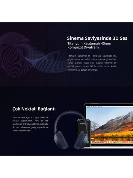 QCY H3 ANC Beyaz Kulak Üstü Bluetooth Kulaklık ürün görseli 1