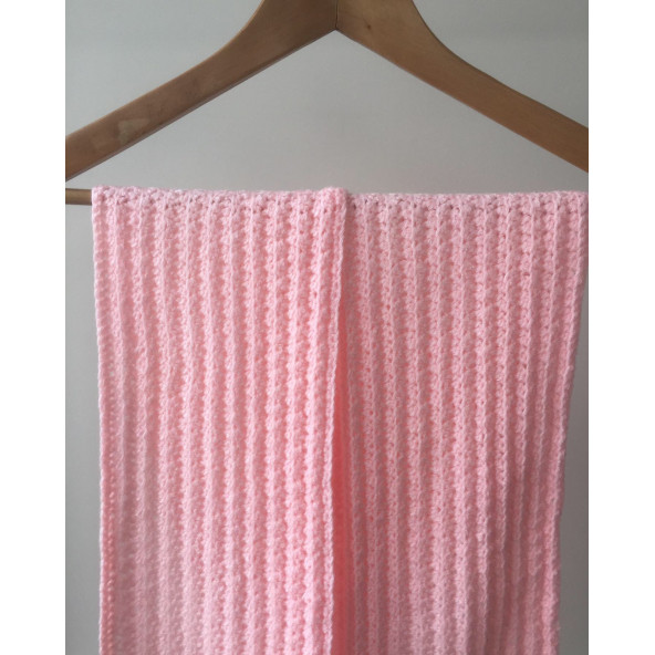 El Örgüsü Pembe Kadın Atkı - Resim 2