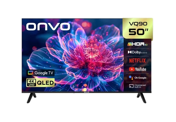 Onvo 50VQ90F3UA 50'' 127 Ekran Uydu Alıcılı 4K Ultra HD Google Smart QLED TV ürün görseli 1