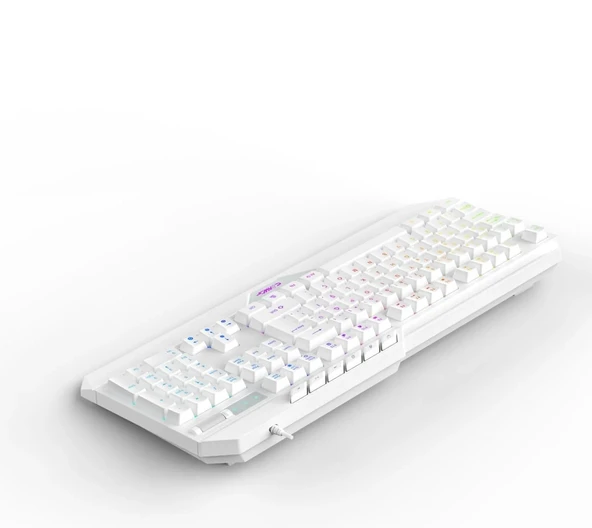 Claw's Nexus K1 RGB & Makro Yazılımlı Full Membran 104 Tuşlu Ekstra Multimedya / Rollover Ses Kontrol Mekanizmalı & Claw's Reflex Örgü Kablolu Gaming Klavye - Beyaz (11 Farklı RGB Efektli) ürün görseli 1