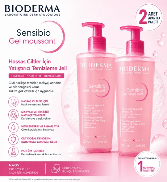 BİODERMA SENSİBİO GEL MOUSSANT 500 ML 2 Lİ AVANTAJ PAKET ürün görseli 1