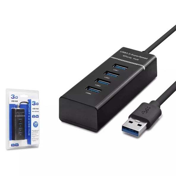 Usb3.0 Hub 3*Usb + Usb3.0 30Cm Siyah HDX7017 ürün görseli 1