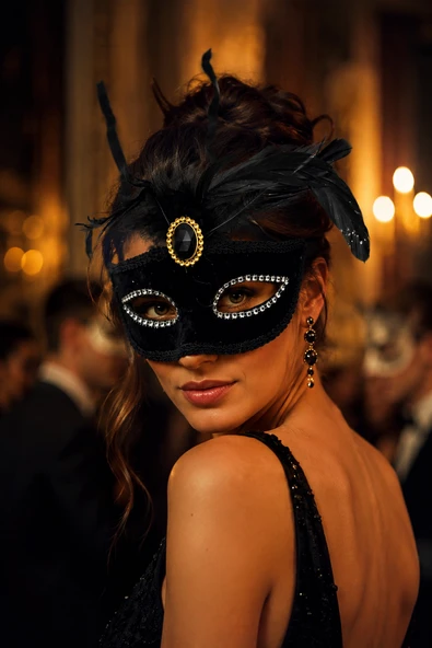 Venedik Maskesi Kadife Tüylü Taşlı Siyah Halloween Cadılar Bayramı Parti Aksesuarı ürün görseli 1