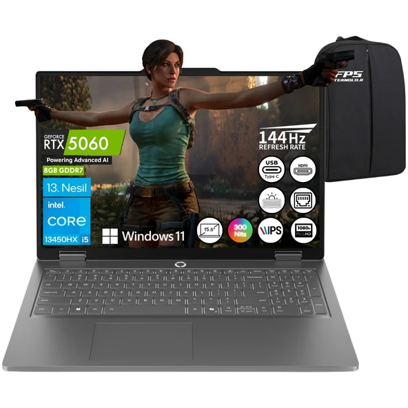 Loq Essential I5-13450HX RTX5060 16GB Ram 512GB SSD 15.6" Fhd IPS W11 83SC000TTR Taşınabilir Bilgisayar ürün görseli 1