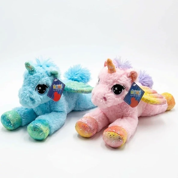 Işıltılı Yatan Peluş At Oyuncak 30 cm | Yumuşacık Bebek ve Çocuk Uyku Arkadaşı ürün görseli 1