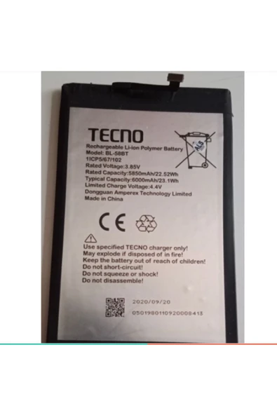 Tecno POVA NEO Batarya Pil BL-58BT Batarya Pil ürün görseli 1