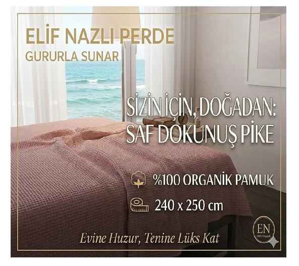 Çift Kişilik Pike - %100 Organik Pamuk -Pudra ürün görseli 1