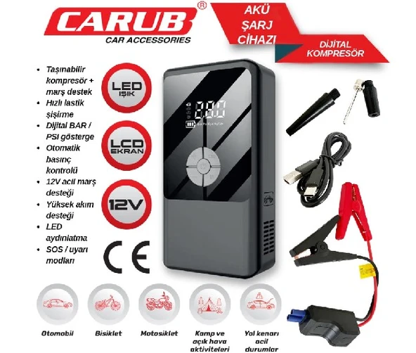CARUB KOMPRESÖR VE AKÜ TAKVİYE CİHAZI DİJİTAL ürün görseli 1