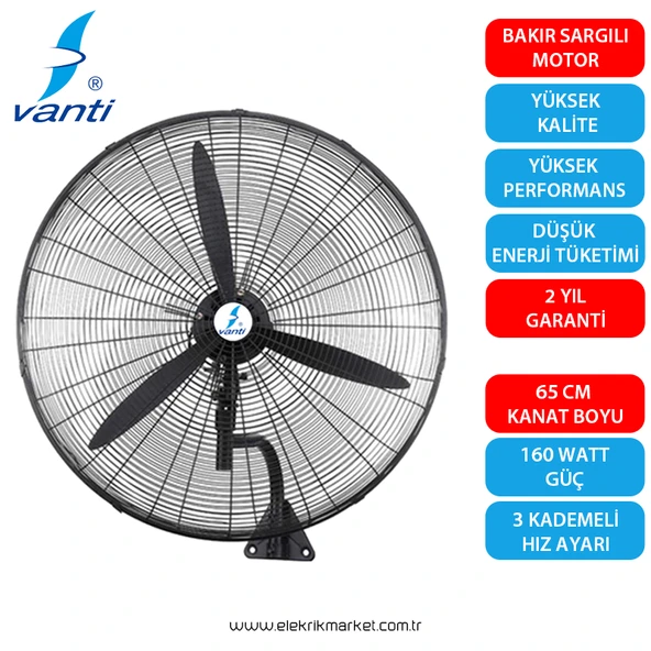Vanti Sanayi Tipi Duvar Vantilatörü 65cm- KCF291-DV ürün görseli 1