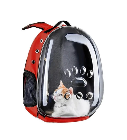 Astronot Kedi ve Köpek Taşıma Çantası-KIRMIZI ürün görseli 1
