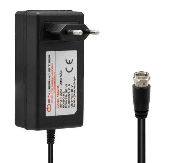 F Konnektörlü 18V 2A Uydu Santral Adaptörü Multiswitch Güç Adaptörü ürün görseli 1
