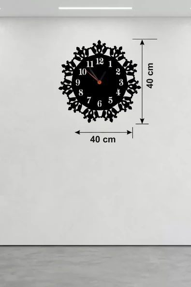 Klasik Floral Desenli Ahşap Duvar Saati - 40x40 cm Vintage Tasarım ürün görseli 1