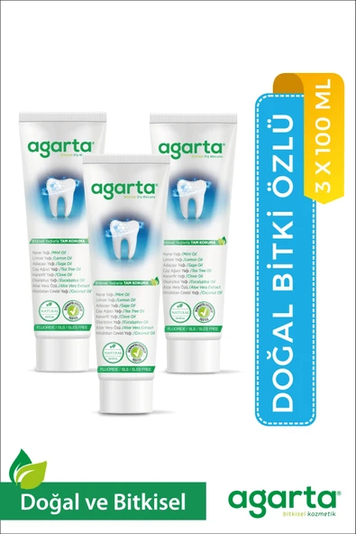 Agarta 3 Adet Doğal Florürsüz Bitki Özlü Diş Macunu 100 ml ürün görseli 1