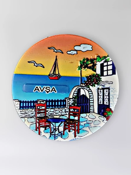 AVŞA Polyester Kabartmalı Magnet çap:6,5cm Dekoratif Hediyelik Buzdolabı Süsü (Kod:1361) ürün görseli 1
