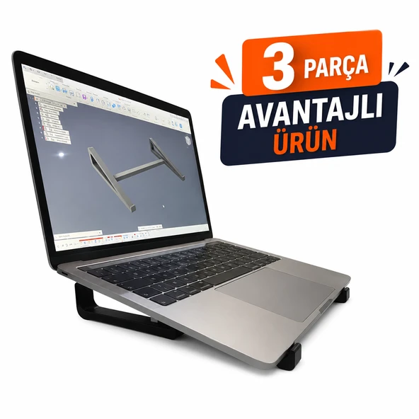 3 Parça Ergonomik Laptop Standı Notebook Yükseltici Havalandırmalı Dizüstü Bilgisayar Stand ürün görseli 1