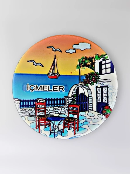 İÇMELER Polyester Kabartmalı Magnet çap:6,5cm Dekoratif Hediyelik Buzdolabı Süsü (Kod:1362) ürün görseli 1