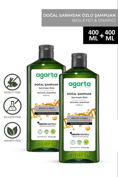 Agarta 2 Adet Sarımsak Şampuanı Saç Dökülmesine Karşı 400 ml ürün görseli 1