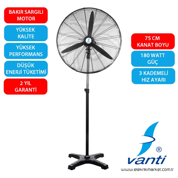 Vanti Sanayi Tipi Ayaklı Vantilatör 75cm- KCF292-AY ürün görseli 1