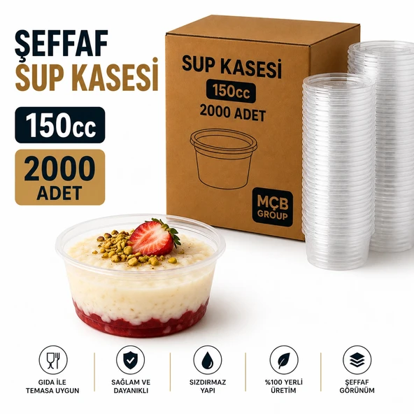 2000 Adet Şeffaf Sup Kasesi 150cc Plastik Tatlı Muhallebi Çorba Kabı Sızdırmaz Dayanıklı ürün görseli 1